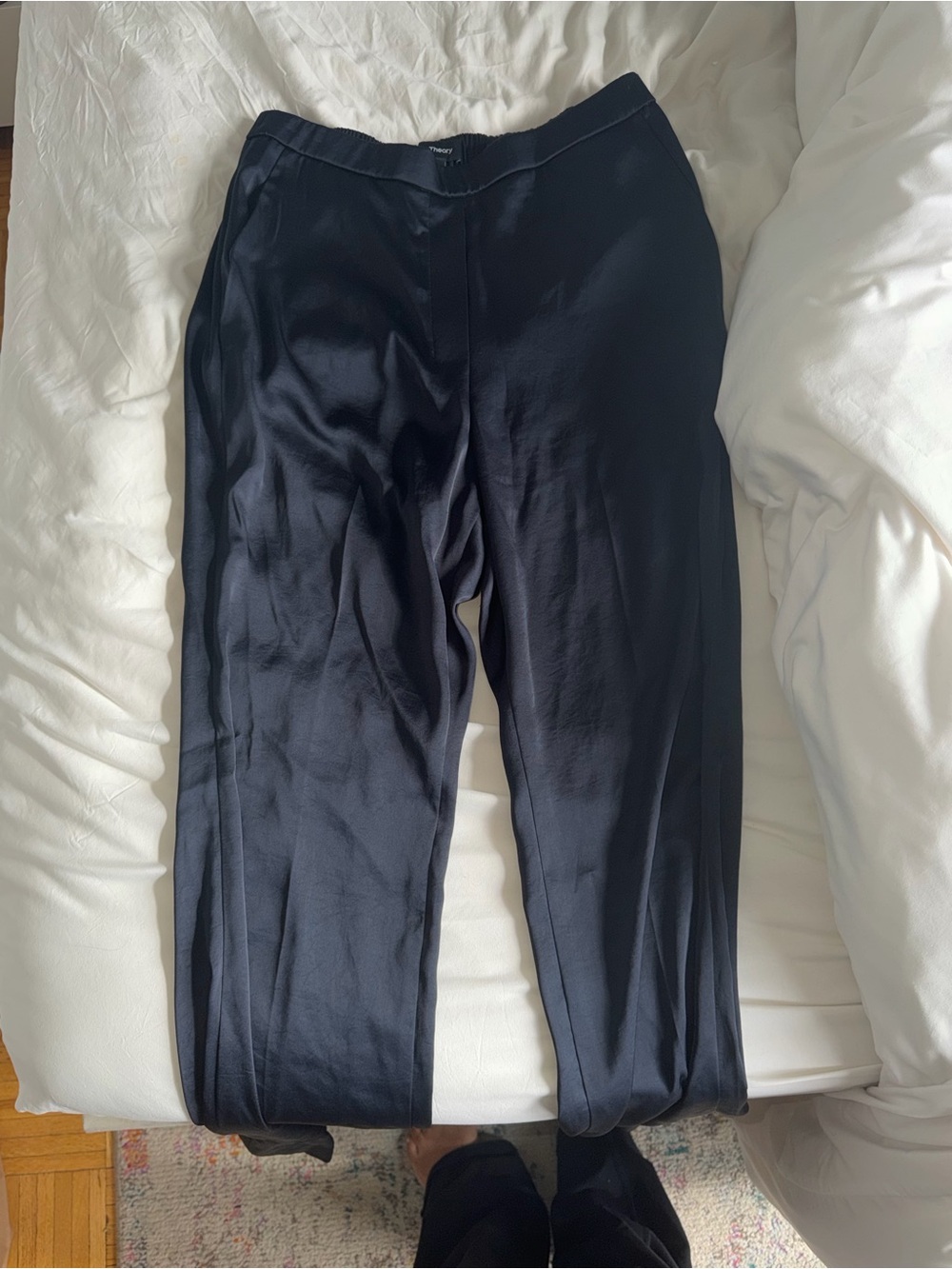 Theory Women Satin Trouser- Dark Navy